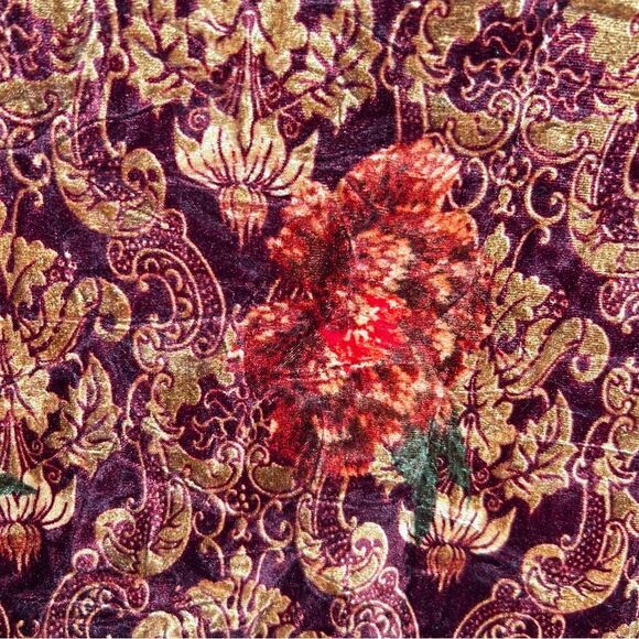 Jantie Design Autumn Leaves Boxy Velvet Elbow Sleeve Tunic Made USA 1x - Picture 7 of 7